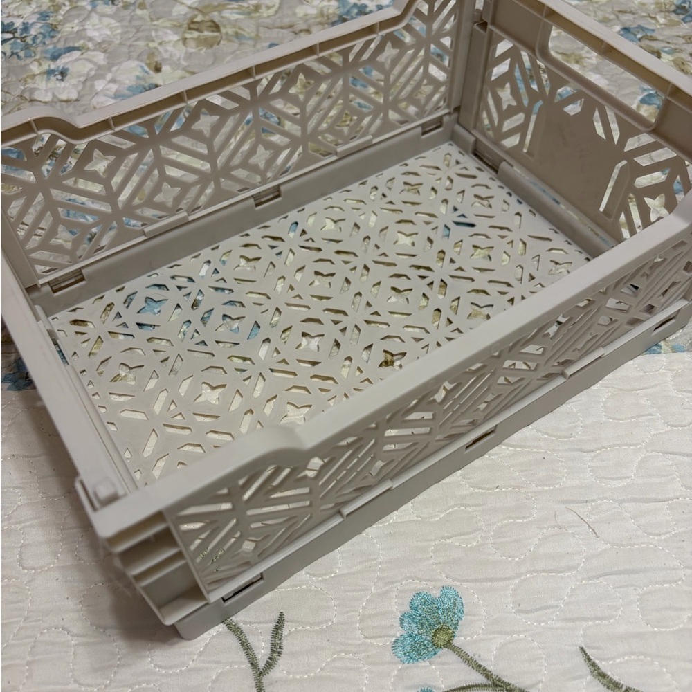 Foldable Beige Storage Crate